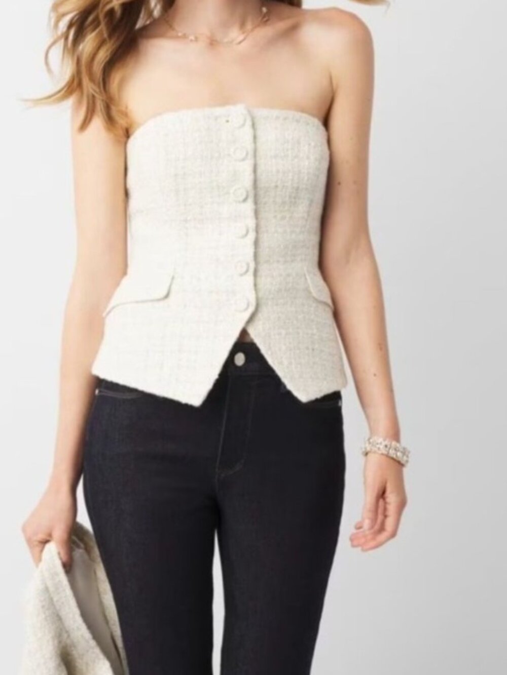 White House Black Market Tweed Bustier Top Women Size 8